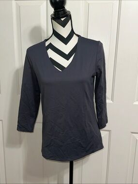 Judy P Women's Gray V-Neck 3/4 Sleeve Top